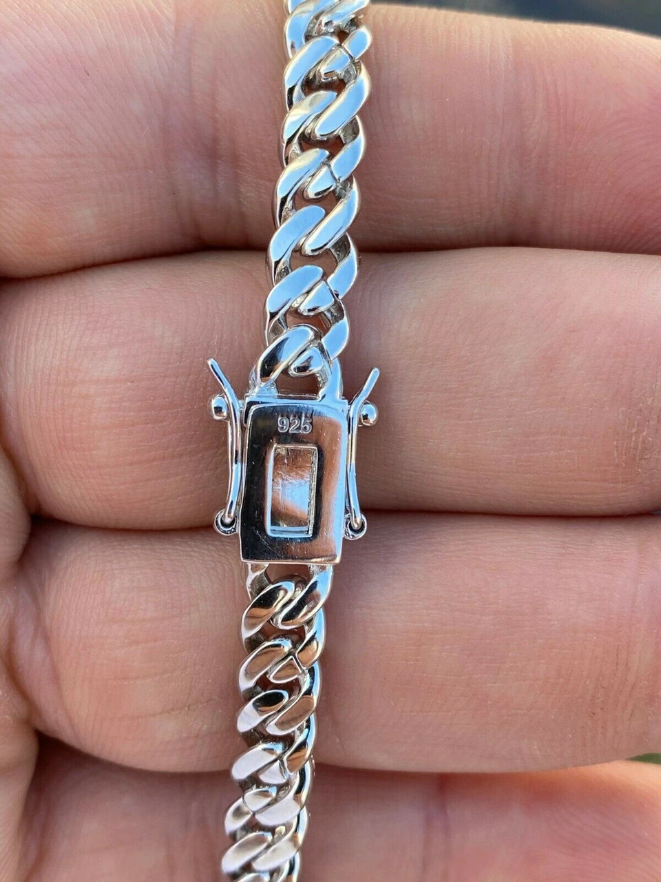 6mm Miami Cuban Iced Solid Silver Chain Necklace 16"-30" MOISSANITE Mens Ladies 9 6mm Miami Cuban Iced Solid Silver Chain Necklace 16"-30" MOISSANITE Mens Ladies - Image 7