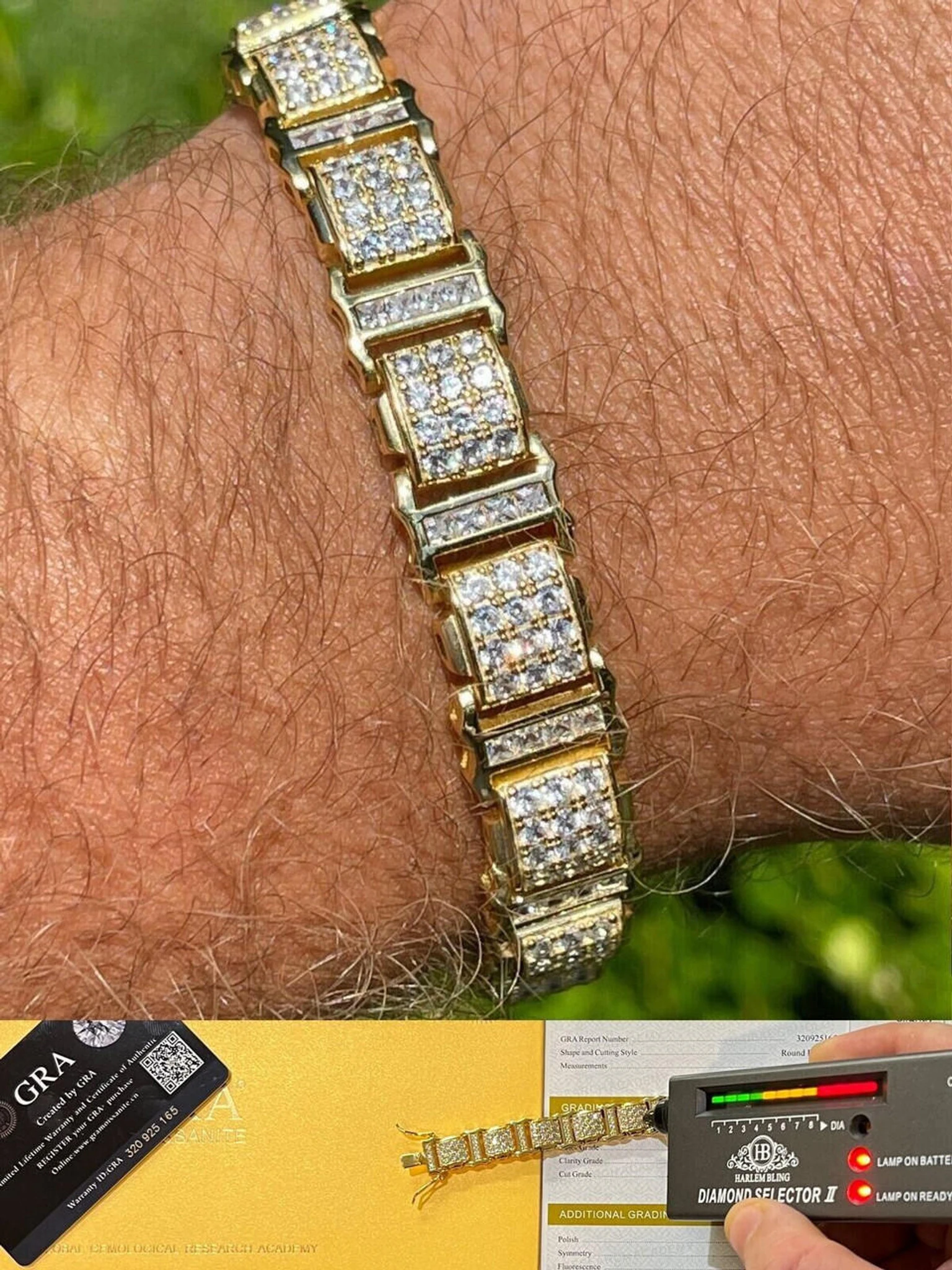 7ct Iced Presidential Link MOISSANITE Bracelet 14k Yellow Gold Plated 925 Silver 3 7ct Iced Presidential Link MOISSANITE Bracelet 14k Yellow Gold Plated 925 Silver