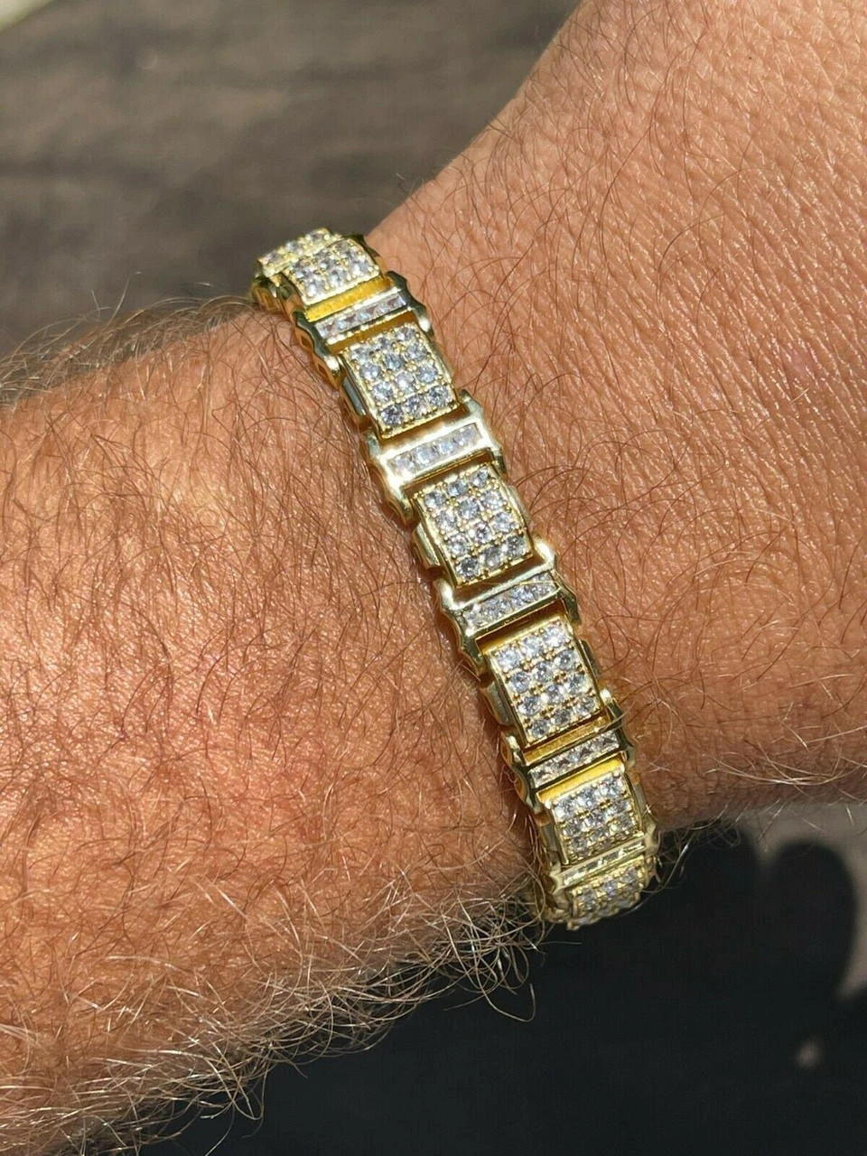 7ct Iced Presidential Link MOISSANITE Bracelet 14k Yellow Gold Plated 925 Silver 9 7ct Iced Presidential Link MOISSANITE Bracelet 14k Yellow Gold Plated 925 Silver - Image 7