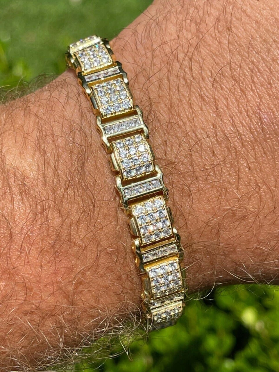 7ct Iced Presidential Link MOISSANITE Bracelet 14k Yellow Gold Plated 925 Silver 7 7ct Iced Presidential Link MOISSANITE Bracelet 14k Yellow Gold Plated 925 Silver - Image 5