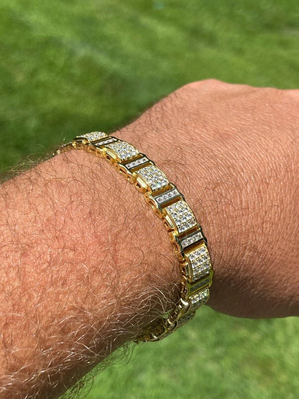7ct Iced Presidential Link MOISSANITE Bracelet 14k Yellow Gold Plated 925 Silver 5 7ct Iced Presidential Link MOISSANITE Bracelet 14k Yellow Gold Plated 925 Silver - Image 3