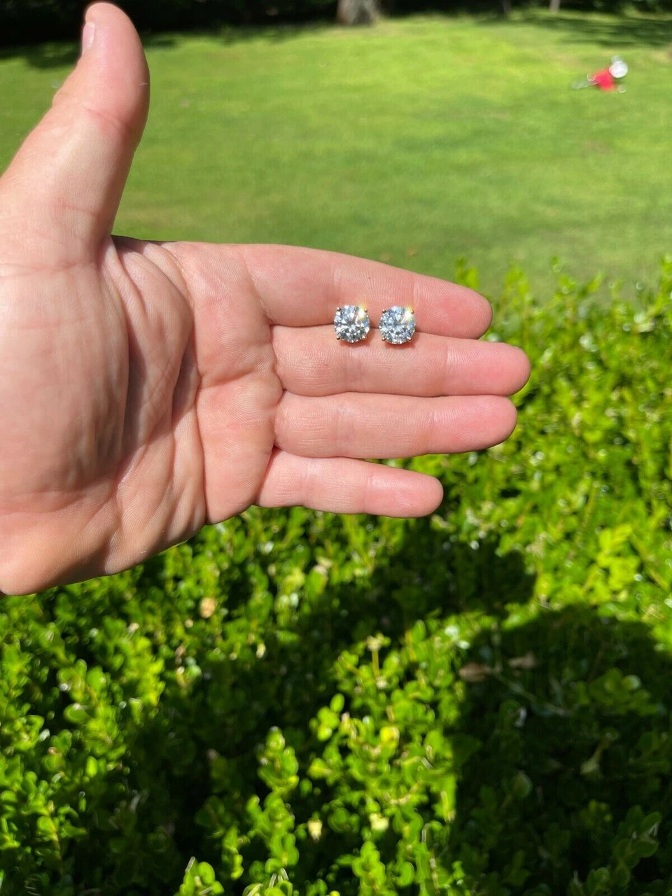 8ct TW Moissanite Huge Big Mens 10mm 14k Gold Vermeil Stud Earrings GRA D VVS1 18 8ct TW Moissanite Huge Big Mens 10mm 14k Gold Vermeil Stud Earrings GRA D VVS1 - Image 16