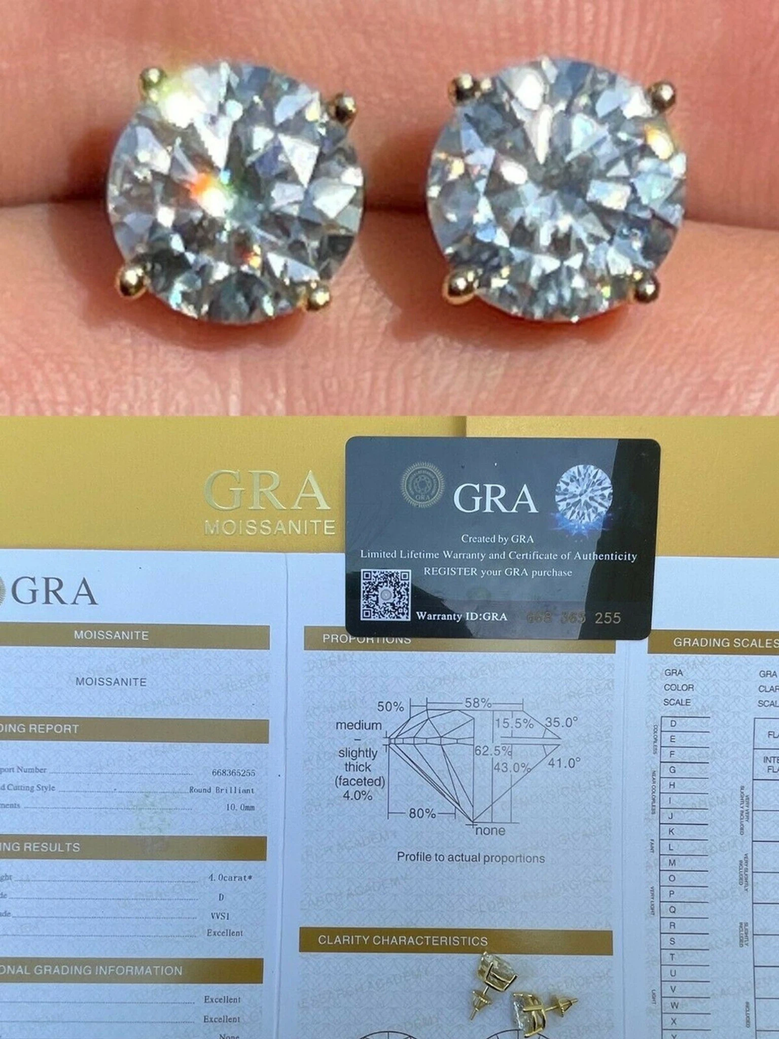 8ct TW Moissanite Huge Big Mens 10mm 14k Gold Vermeil Stud Earrings GRA D VVS1 3 8ct TW Moissanite Huge Big Mens 10mm 14k Gold Vermeil Stud Earrings GRA D VVS1