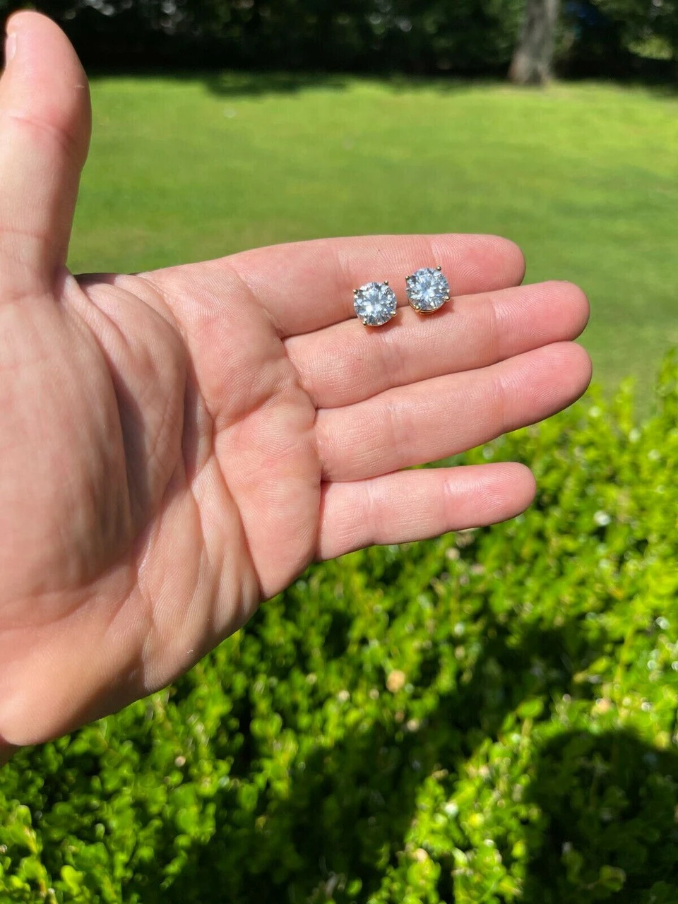 8ct TW Moissanite Huge Big Mens 10mm 14k Gold Vermeil Stud Earrings GRA D VVS1 12 8ct TW Moissanite Huge Big Mens 10mm 14k Gold Vermeil Stud Earrings GRA D VVS1 - Image 10