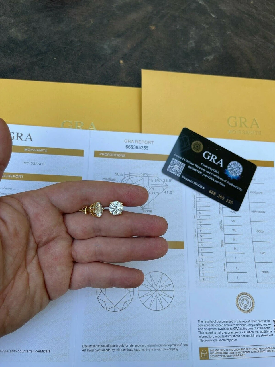 8ct TW Moissanite Huge Big Mens 10mm 14k Gold Vermeil Stud Earrings GRA D VVS1 6 8ct TW Moissanite Huge Big Mens 10mm 14k Gold Vermeil Stud Earrings GRA D VVS1 - Image 4