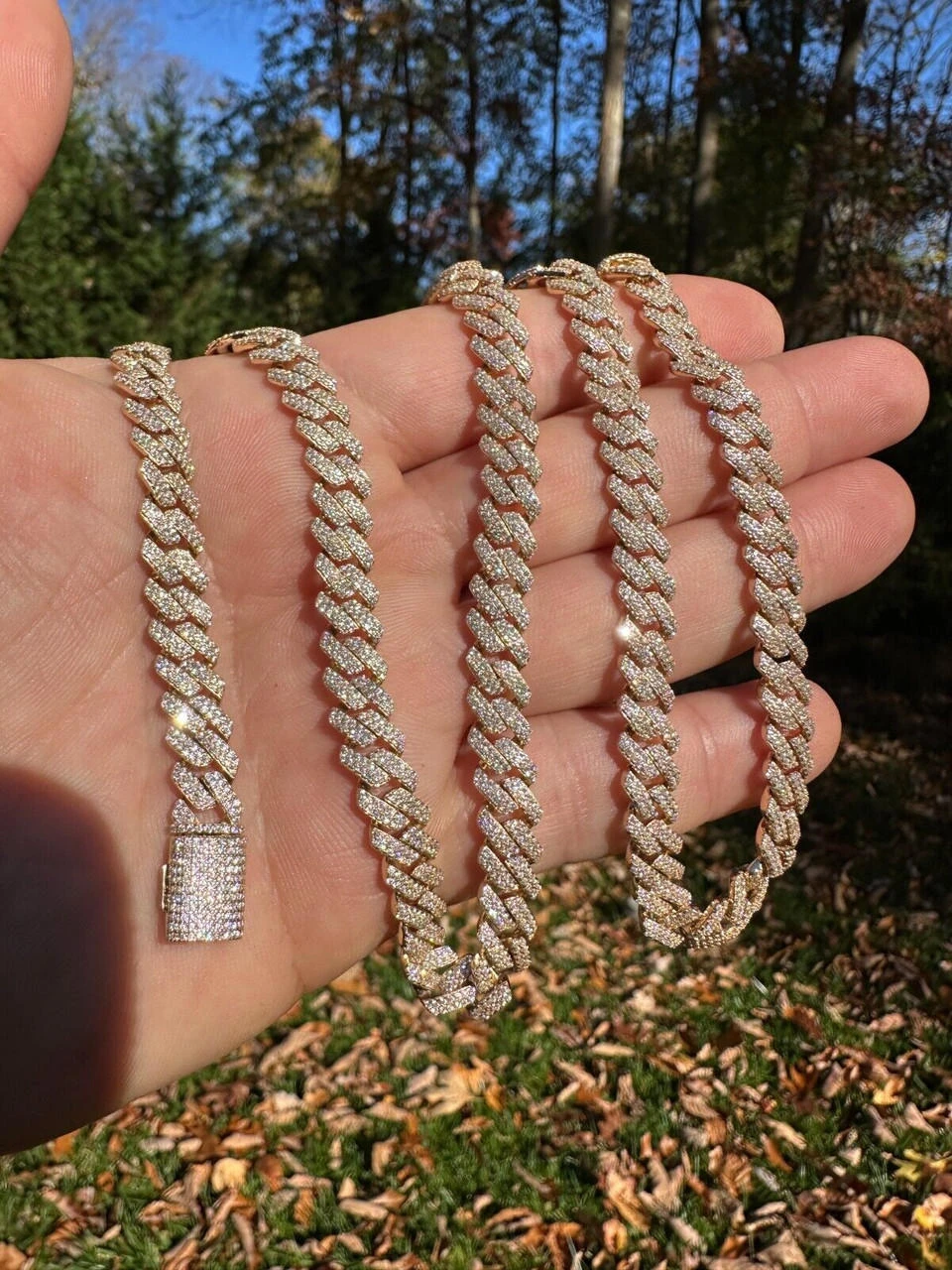 8mm Solid 14k Gold MOISSANITE Real Miami Cuban Link Prong Chain Iced Necklace 17 8mm Solid 14k Gold MOISSANITE Real Miami Cuban Link Prong Chain Iced Necklace - Image 15