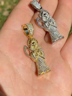 925 Silver Gold Grim Reaper Pendant Necklace Real Moissanite 18 925 Silver Gold Grim Reaper Pendant Necklace Real Moissanite -Harlem Bling Shop harlembling 925 silver gold grim reaper pendant necklace real moissanite 13845.1664377547