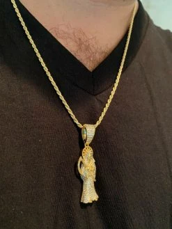 925 Silver Gold Grim Reaper Pendant Necklace Real Moissanite 24 925 Silver Gold Grim Reaper Pendant Necklace Real Moissanite -Harlem Bling Shop harlembling 925 silver gold grim reaper pendant necklace real moissanite 14354.1664377471