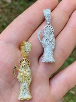 925 Silver Gold Grim Reaper Pendant Necklace Real Moissanite 25 925 Silver Gold Grim Reaper Pendant Necklace Real Moissanite -Harlem Bling Shop harlembling 925 silver gold grim reaper pendant necklace real moissanite 50648.1664393069