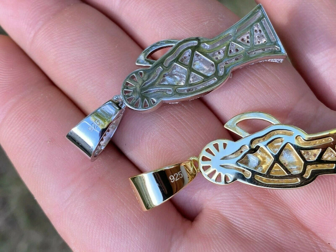 925 Silver Gold Grim Reaper Pendant Necklace Real Moissanite 9 925 Silver Gold Grim Reaper Pendant Necklace Real Moissanite - Image 7