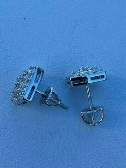 925 Silver Iced Hip Hop MOISSANITE Square Screwback Earrings Pass Diamond Tester -Harlem Bling Shop harlembling 925 silver iced hip hop moissanite square screwback earrings pass diamond tester 61354.1664359663