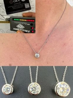 925 Silver Real Moissanite Solitaire Pendant Necklace GRA Passes Diamond Tester
