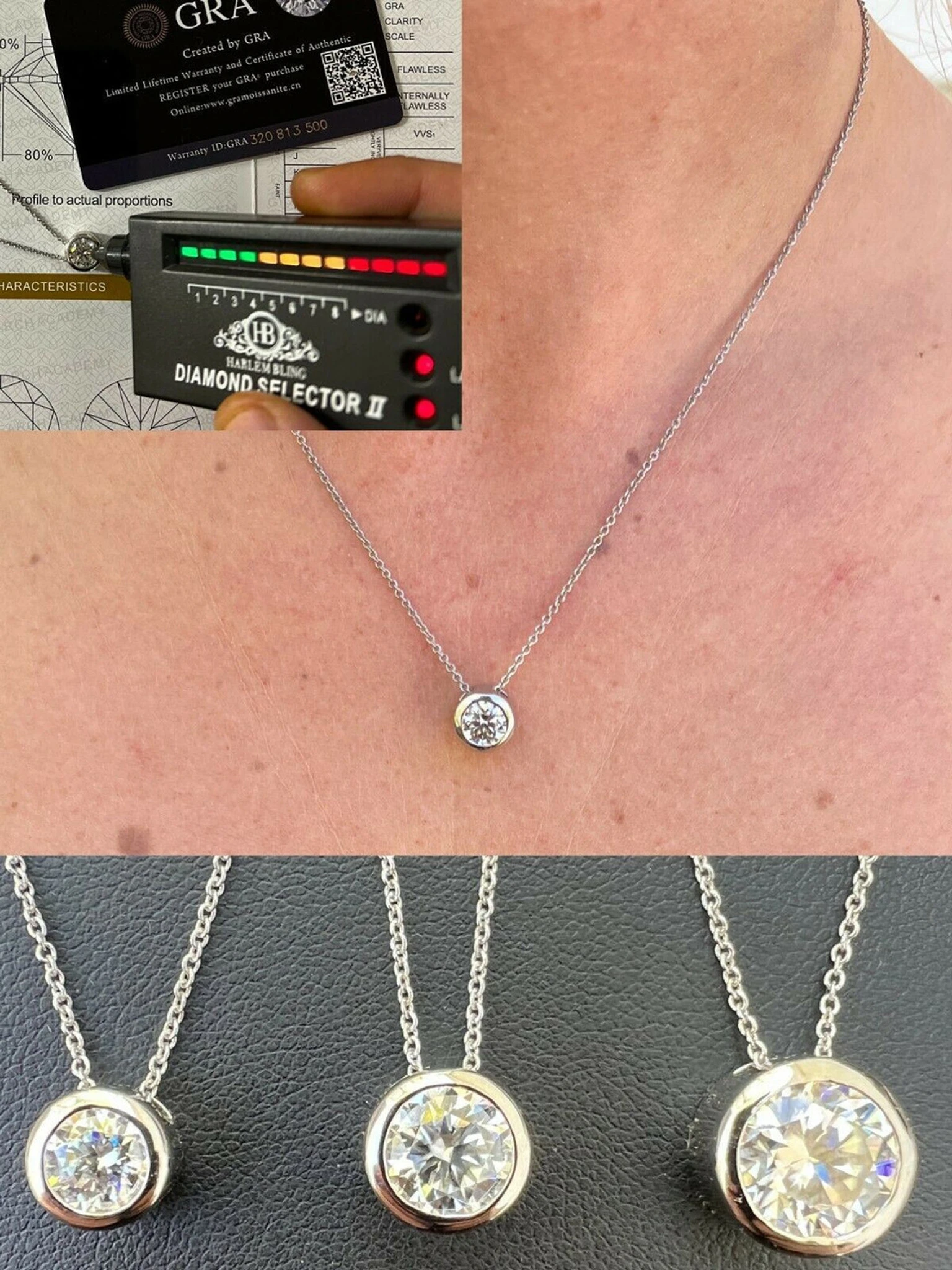 925 Silver Real Moissanite Solitaire Pendant Necklace GRA Passes Diamond Tester 3 925 Silver Real Moissanite Solitaire Pendant Necklace GRA Passes Diamond Tester