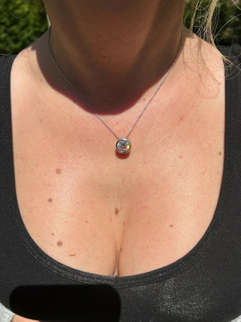 925 Silver Real Moissanite Solitaire Pendant Necklace GRA Passes Diamond Tester 5 925 Silver Real Moissanite Solitaire Pendant Necklace GRA Passes Diamond Tester - Image 3