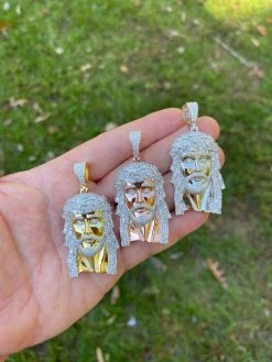 925 Silver / Yellow Rose Gold Jesus Piece Iced Hip Hop Necklace Baguette Diamond 16 925 Silver / Yellow Rose Gold Jesus Piece Iced Hip Hop Necklace Baguette Diamond -Harlem Bling Shop harlembling 925 silver yellow rose gold jesus piece iced hip hop necklace baguette diamond 13495.1664397364