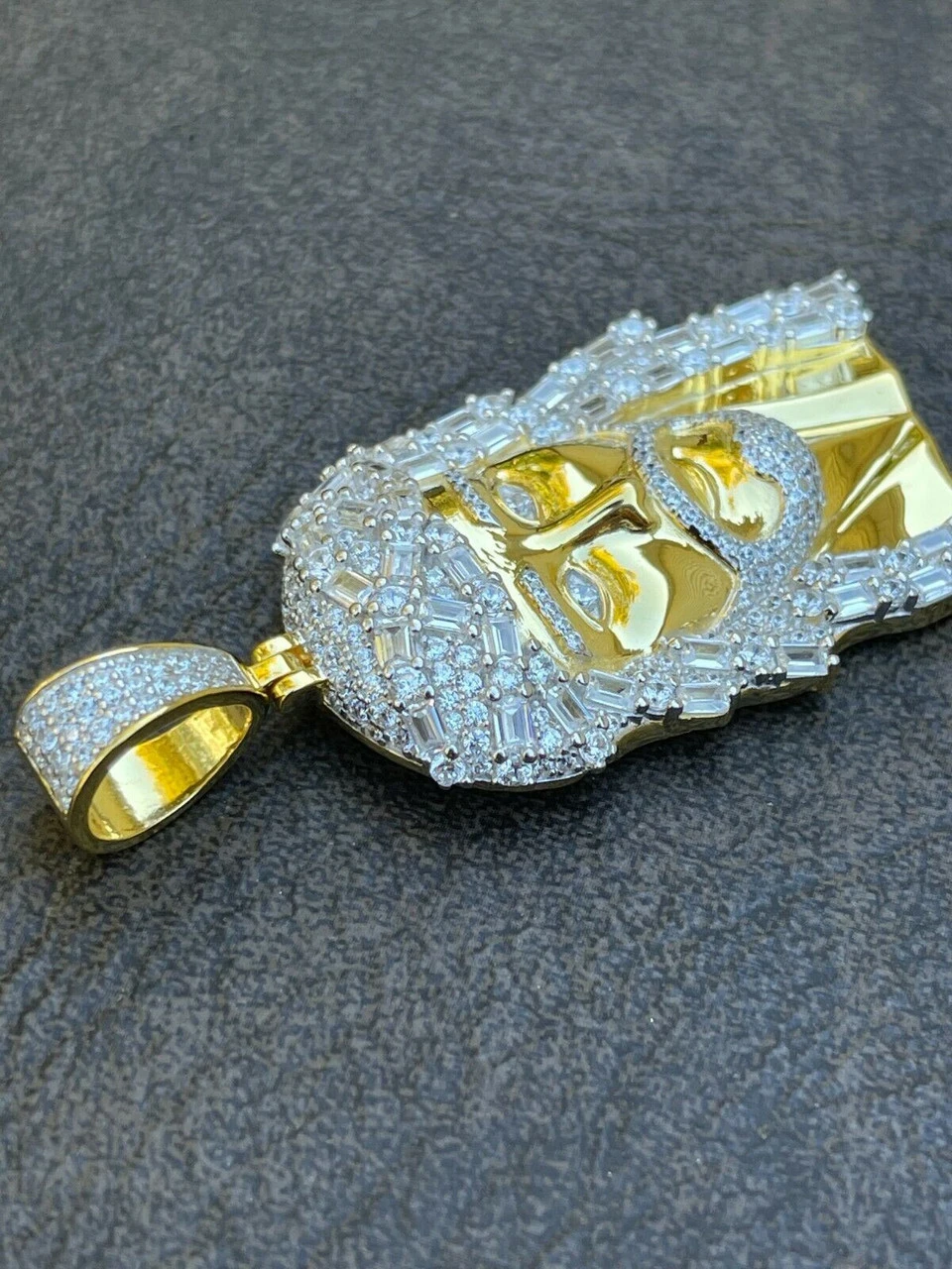 925 Silver / Yellow Rose Gold Jesus Piece Iced Hip Hop Necklace Baguette Diamond 14 925 Silver / Yellow Rose Gold Jesus Piece Iced Hip Hop Necklace Baguette Diamond - Image 12