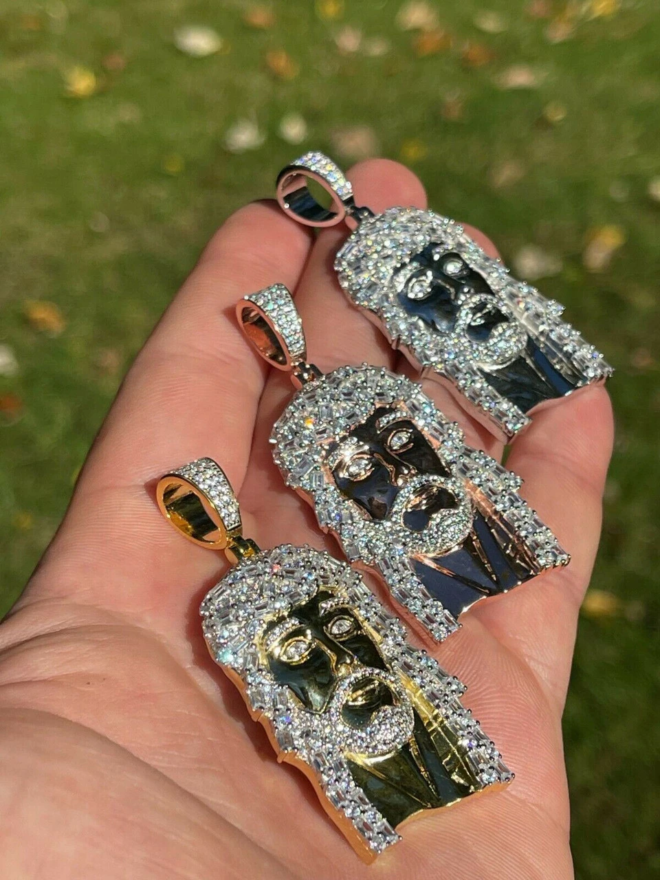 925 Silver / Yellow Rose Gold Jesus Piece Iced Hip Hop Necklace Baguette Diamond 6 925 Silver / Yellow Rose Gold Jesus Piece Iced Hip Hop Necklace Baguette Diamond - Image 4