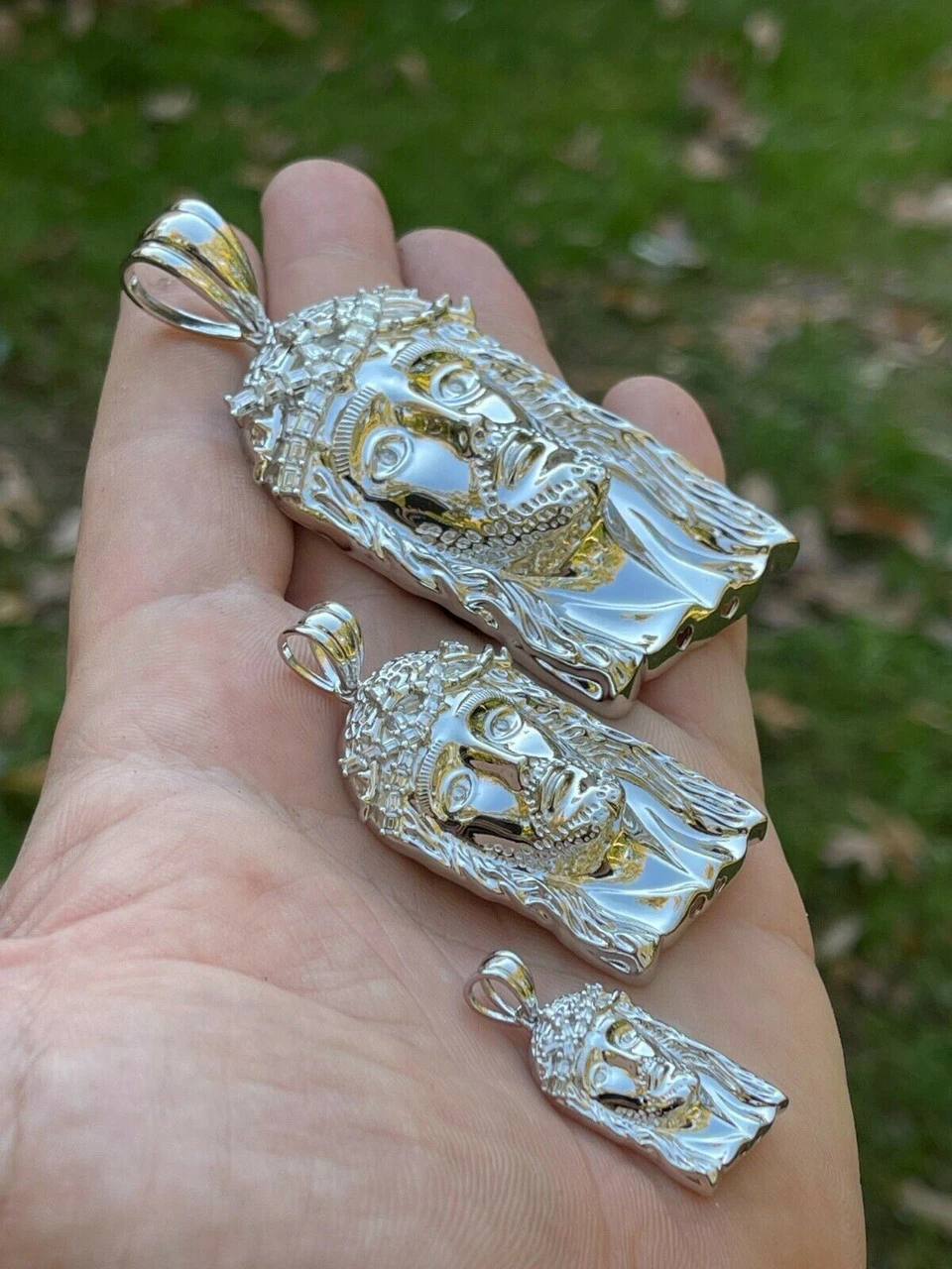 925 Sterling Silver Jesus Piece Pendant Real Baguette MOISSANITE Necklace ITALY 8 925 Sterling Silver Jesus Piece Pendant Real Baguette MOISSANITE Necklace ITALY - Image 6