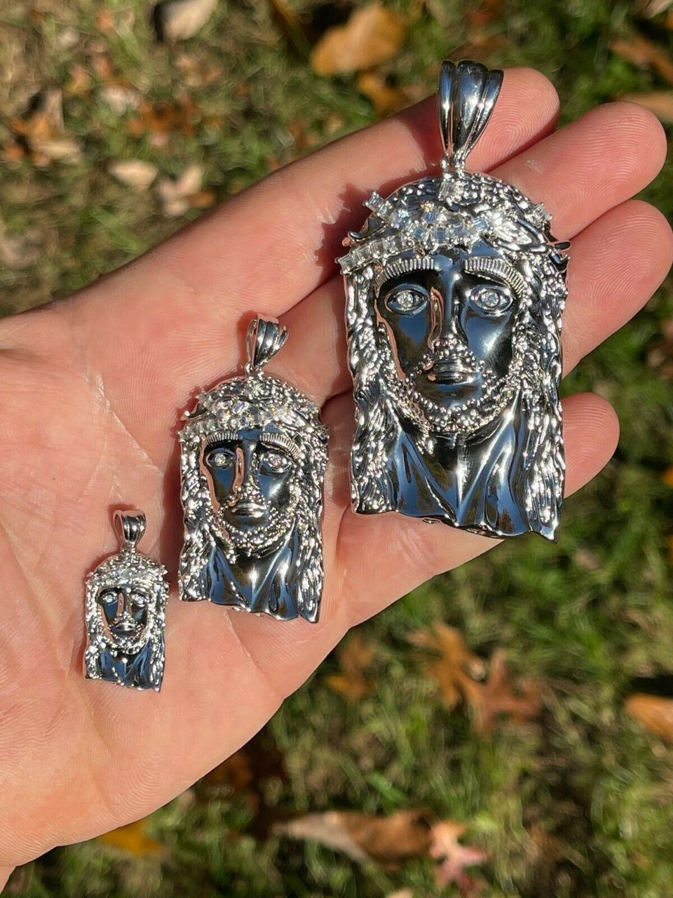 925 Sterling Silver Jesus Piece Pendant Real Baguette MOISSANITE Necklace ITALY 4 925 Sterling Silver Jesus Piece Pendant Real Baguette MOISSANITE Necklace ITALY - Image 2