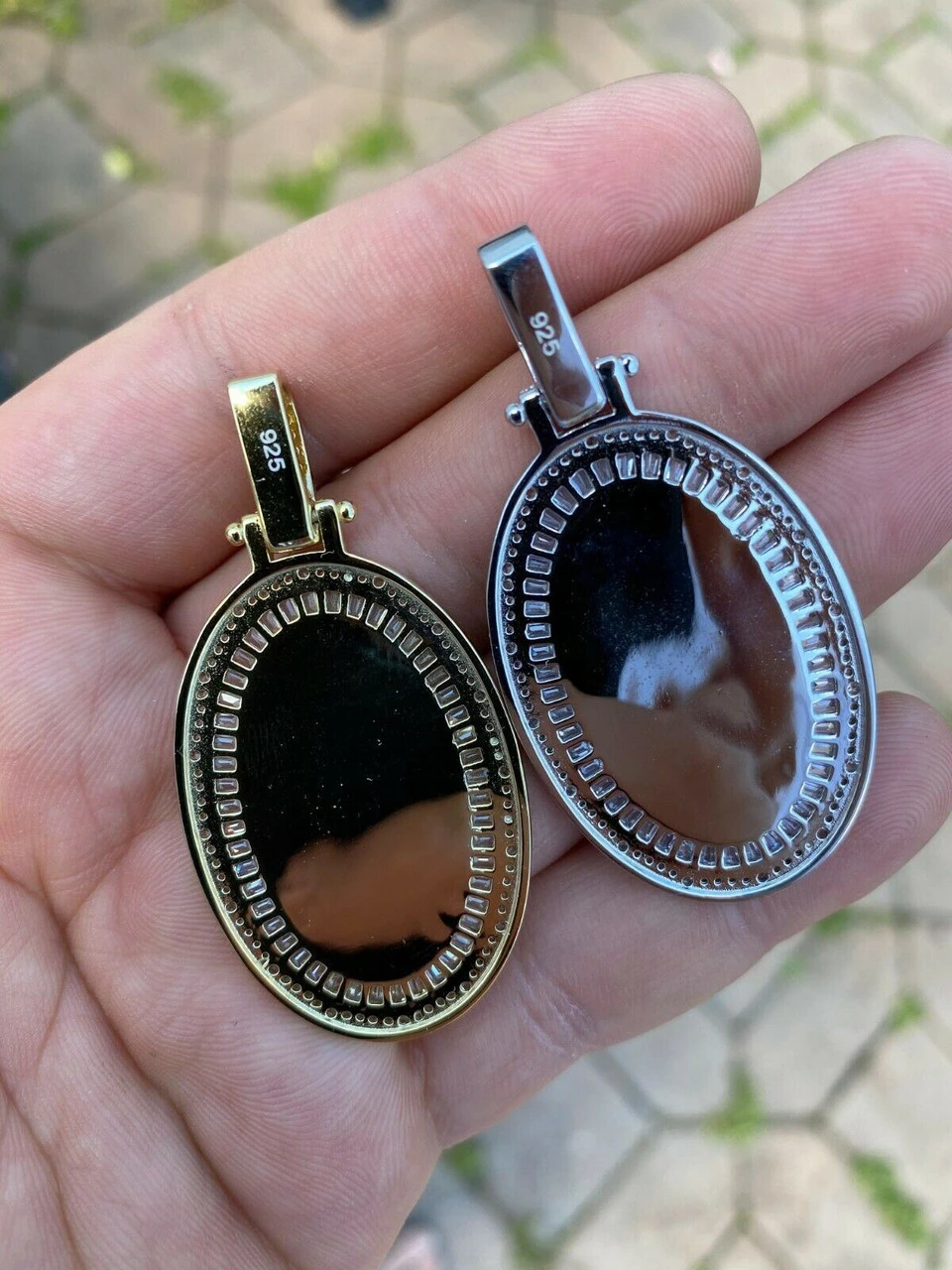 925 Sterling Silver St Christopher Necklace Pendant Iced Baguette Medallion Gold 7 925 Sterling Silver St Christopher Necklace Pendant Iced Baguette Medallion Gold - Image 5