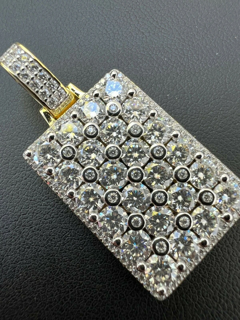 9ct Iced MOISSANITE Mens's Hip Hop Dog Tag Pendant Necklace Pass Diamond Tester 5 9ct Iced MOISSANITE Mens's Hip Hop Dog Tag Pendant Necklace Pass Diamond Tester - Image 3