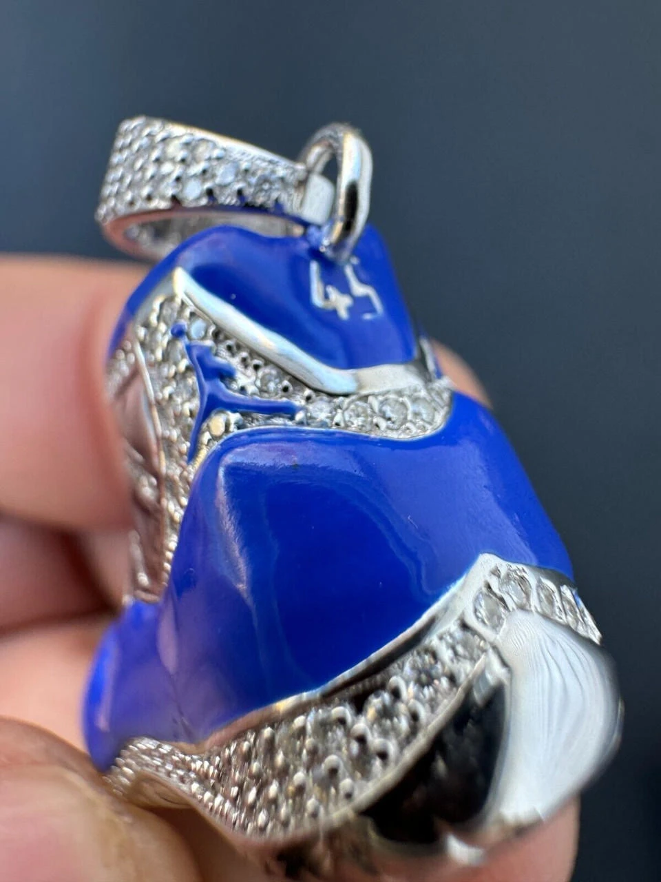 Air Jordan 45 Blue Nike Sneaker Pendant MOISSANITE Real 925 Silver Iced Hip Hop 7 Air Jordan 45 Blue Nike Sneaker Pendant MOISSANITE Real 925 Silver Iced Hip Hop - Image 5