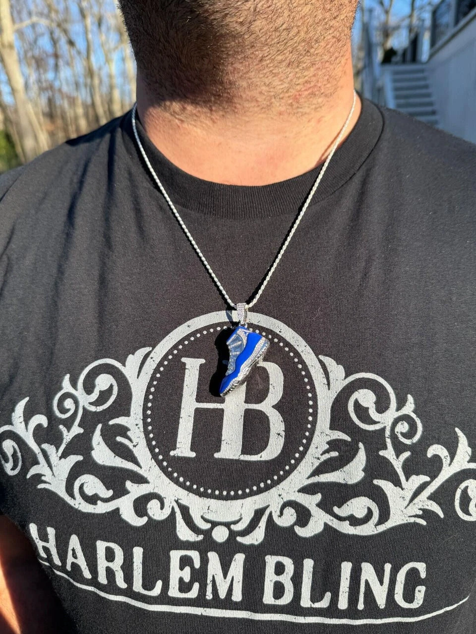 Air Jordan 45 Blue Nike Sneaker Pendant MOISSANITE Real 925 Silver Iced Hip Hop 5 Air Jordan 45 Blue Nike Sneaker Pendant MOISSANITE Real 925 Silver Iced Hip Hop - Image 3