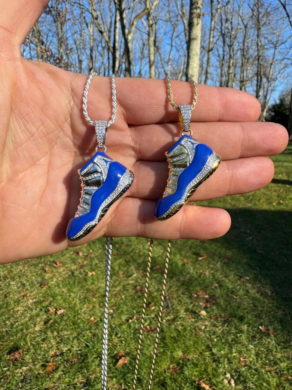 Air Jordan 45 Blue Nike Sneaker Pendant MOISSANITE Real 925 Silver Iced Hip Hop 4 Air Jordan 45 Blue Nike Sneaker Pendant MOISSANITE Real 925 Silver Iced Hip Hop - Image 2