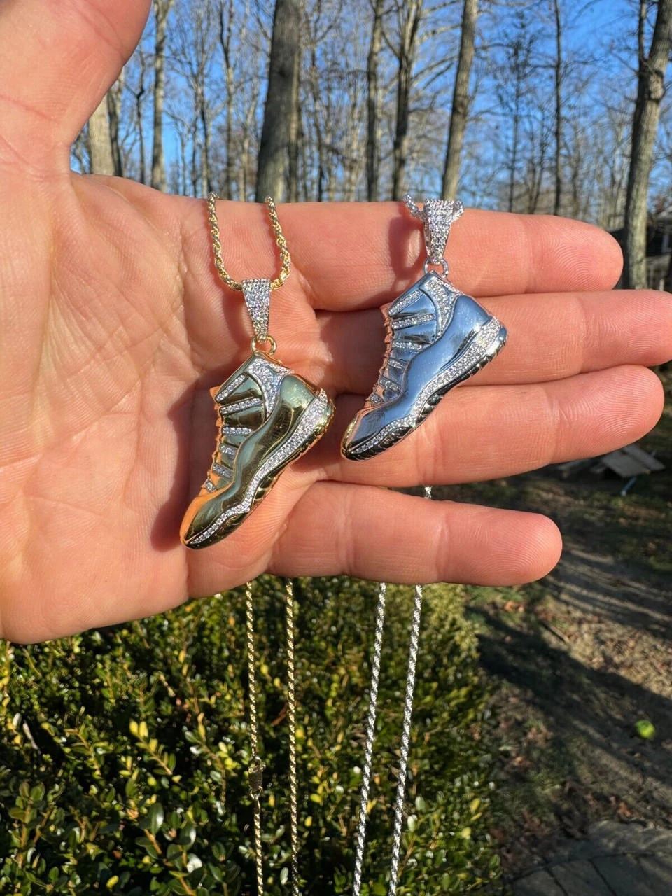 Air Jordan 45 Nike Sneaker Pendant MOISSANITE Real 925 Silver Gold Iced Hip Hop 7 Air Jordan 45 Nike Sneaker Pendant MOISSANITE Real 925 Silver Gold Iced Hip Hop - Image 5