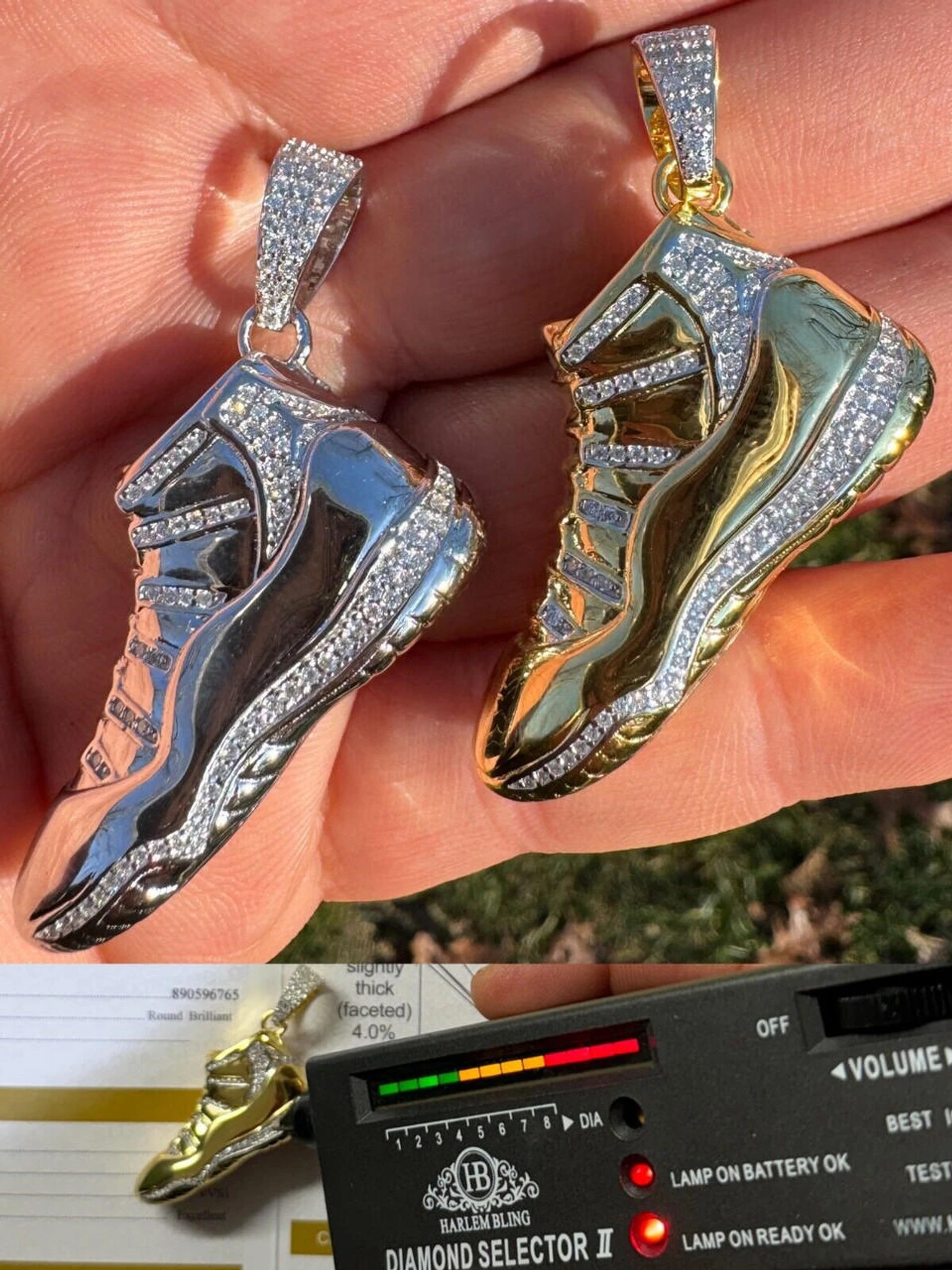 Air Jordan 45 Nike Sneaker Pendant MOISSANITE Real 925 Silver Gold Iced Hip Hop 3 Air Jordan 45 Nike Sneaker Pendant MOISSANITE Real 925 Silver Gold Iced Hip Hop