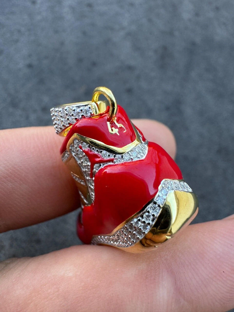 Air Jordan 45 Red Nike Sneaker Pendant MOISSANITE Real 925 Silver Iced Hip Hop 7 Air Jordan 45 Red Nike Sneaker Pendant MOISSANITE Real 925 Silver Iced Hip Hop - Image 5