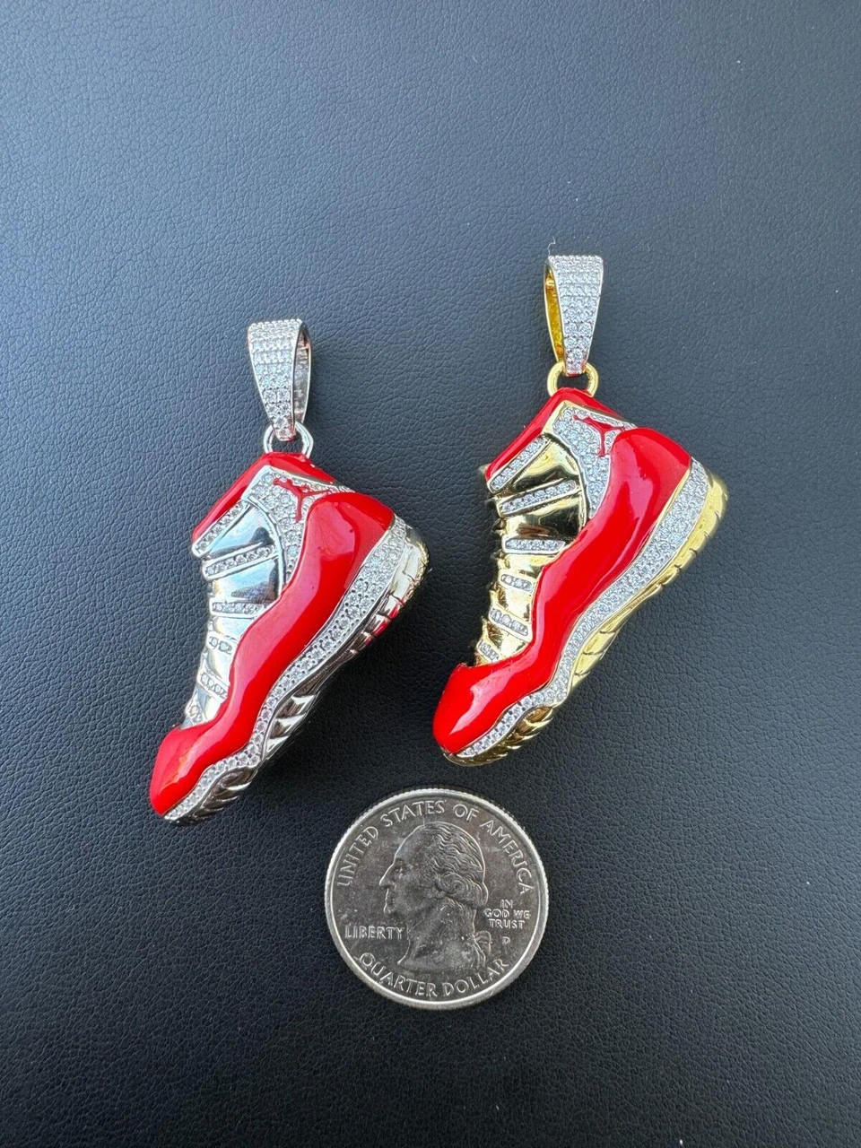 Air Jordan 45 Red Nike Sneaker Pendant MOISSANITE Real 925 Silver Iced Hip Hop 5 Air Jordan 45 Red Nike Sneaker Pendant MOISSANITE Real 925 Silver Iced Hip Hop - Image 3