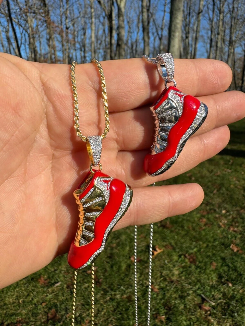 Air Jordan 45 Red Nike Sneaker Pendant MOISSANITE Real 925 Silver Iced Hip Hop 4 Air Jordan 45 Red Nike Sneaker Pendant MOISSANITE Real 925 Silver Iced Hip Hop - Image 2