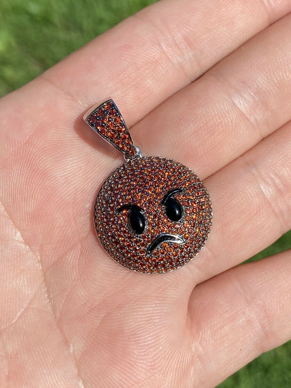 Angry Red Face Emoji Pendant Solid 925 Silver ICY Hip Hop Iced Diamond 1" 12 Angry Red Face Emoji Pendant Solid 925 Silver ICY Hip Hop Iced Diamond 1" - Image 10