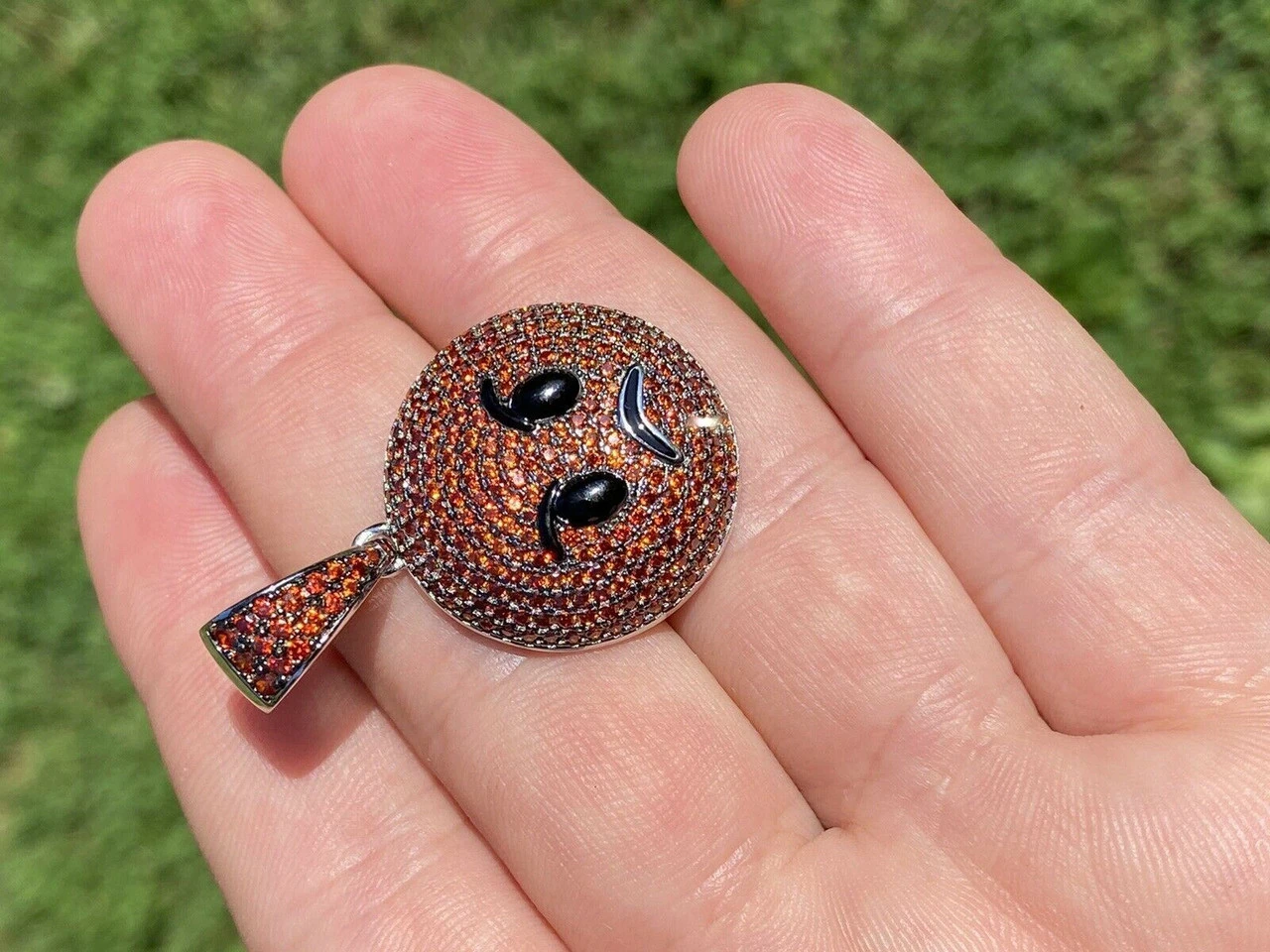 Angry Red Face Emoji Pendant Solid 925 Silver ICY Hip Hop Iced Diamond 1" 8 Angry Red Face Emoji Pendant Solid 925 Silver ICY Hip Hop Iced Diamond 1" - Image 6