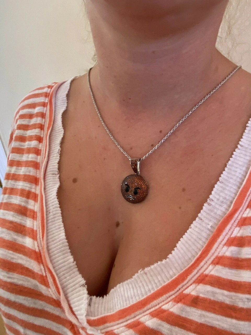 Angry Red Face Emoji Pendant Solid 925 Silver ICY Hip Hop Iced Diamond 1" 7 Angry Red Face Emoji Pendant Solid 925 Silver ICY Hip Hop Iced Diamond 1" - Image 5