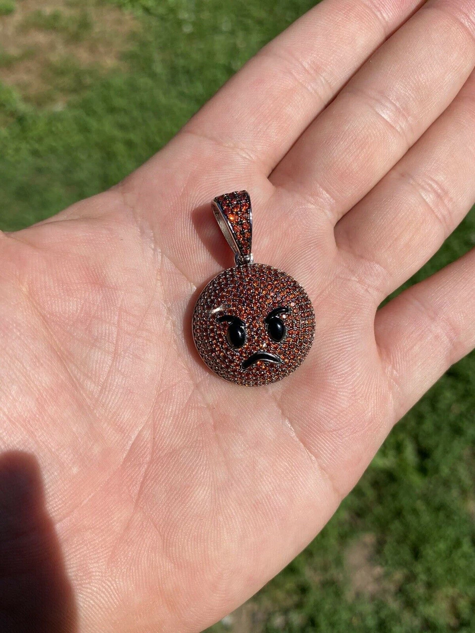 Angry Red Face Emoji Pendant Solid 925 Silver ICY Hip Hop Iced Diamond 1" 13 Angry Red Face Emoji Pendant Solid 925 Silver ICY Hip Hop Iced Diamond 1" - Image 11