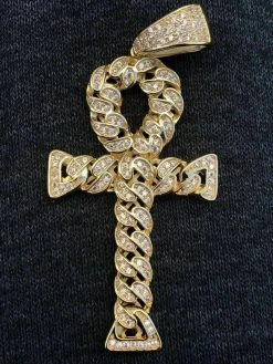 Ankh Cuban Link Cross 14k Gold Solid 925 Sterling Silver Pendant 1ct Man Diamond 14 Ankh Cuban Link Cross 14k Gold Solid 925 Sterling Silver Pendant 1ct Man Diamond -Harlem Bling Shop harlembling ankh cuban link cross 14k gold solid 925 sterling silver pendant 1ct man diamond 13117.1664394864