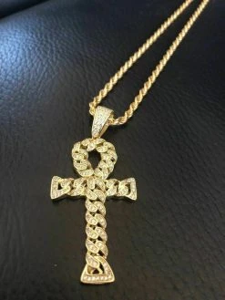 Ankh Cuban Link Cross 14k Gold Solid 925 Sterling Silver Pendant 1ct Man Diamond 16 Ankh Cuban Link Cross 14k Gold Solid 925 Sterling Silver Pendant 1ct Man Diamond -Harlem Bling Shop harlembling ankh cuban link cross 14k gold solid 925 sterling silver pendant 1ct man diamond 58485.1664391550