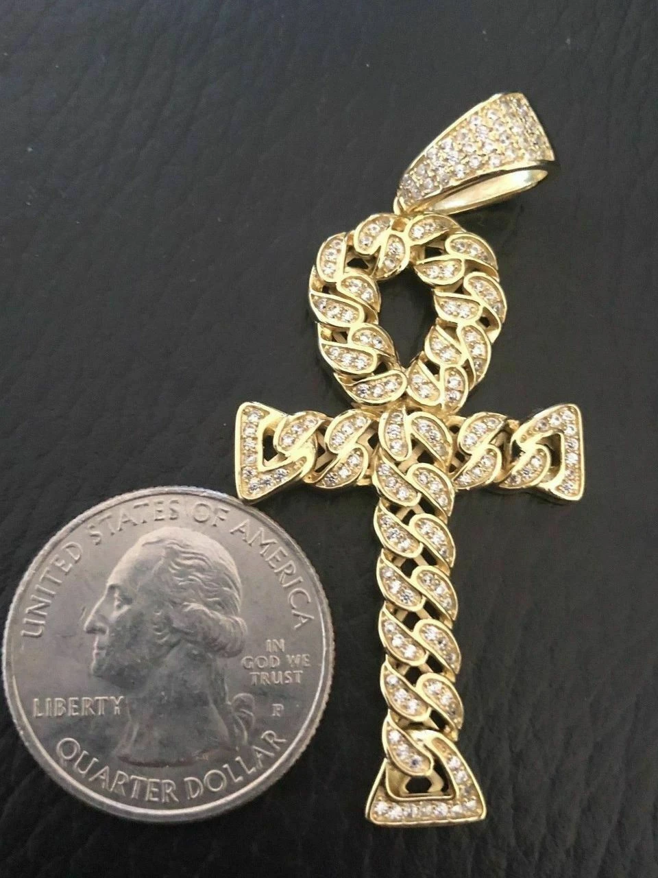 Ankh Cuban Link Cross 14k Gold Solid 925 Sterling Silver Pendant 1ct Man Diamond 10 Ankh Cuban Link Cross 14k Gold Solid 925 Sterling Silver Pendant 1ct Man Diamond - Image 8