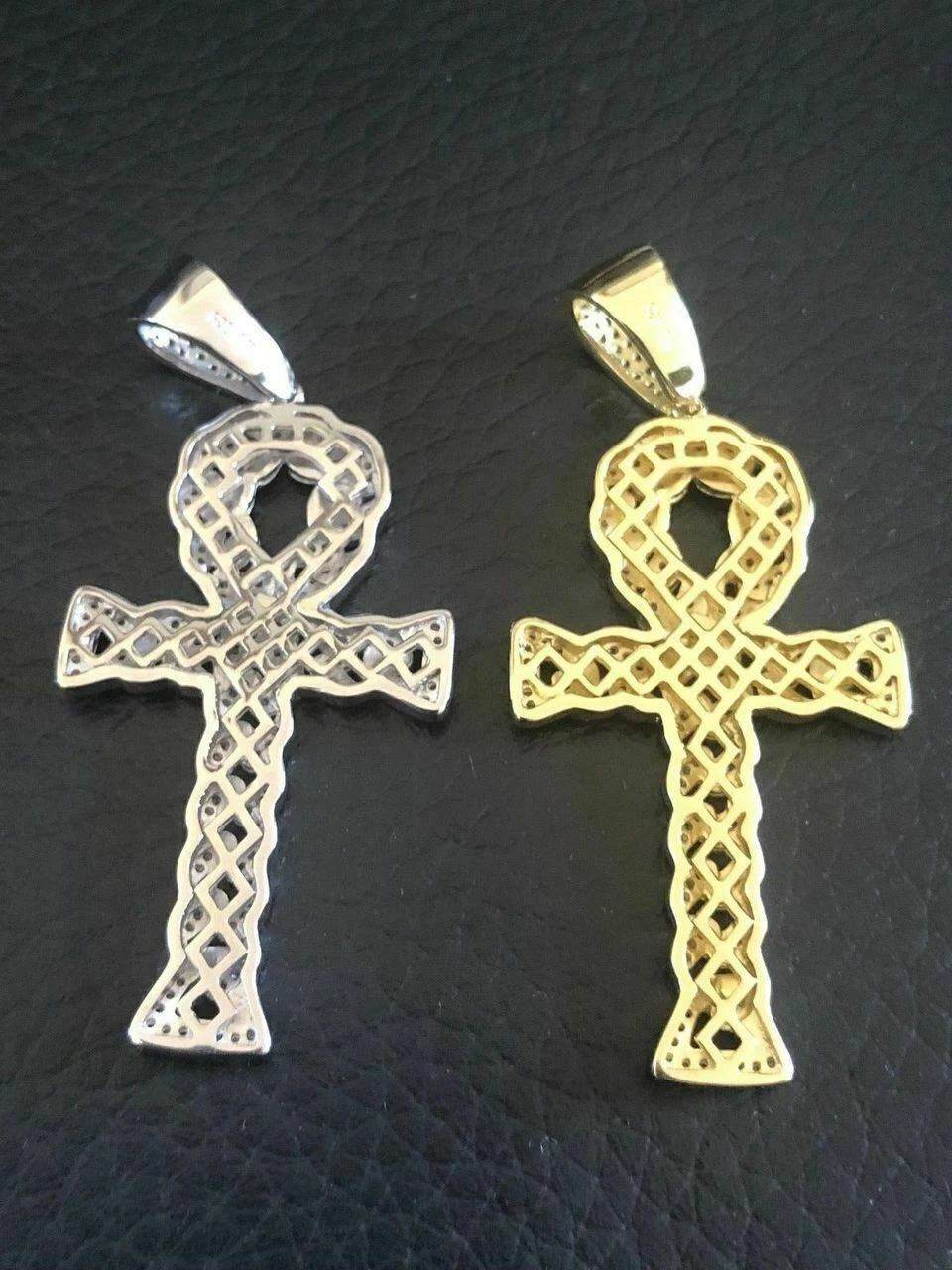 Ankh Cuban Link Cross 14k Gold Solid 925 Sterling Silver Pendant 1ct Man Diamond 6 Ankh Cuban Link Cross 14k Gold Solid 925 Sterling Silver Pendant 1ct Man Diamond - Image 4