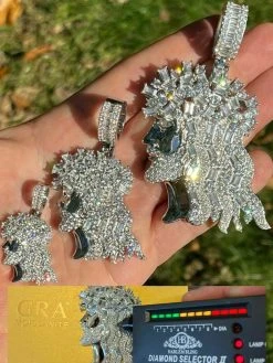 Baguette MOISSANITE Iced Hip Hop Jesus Pendant Iced Baguette Pass Diamond Tester