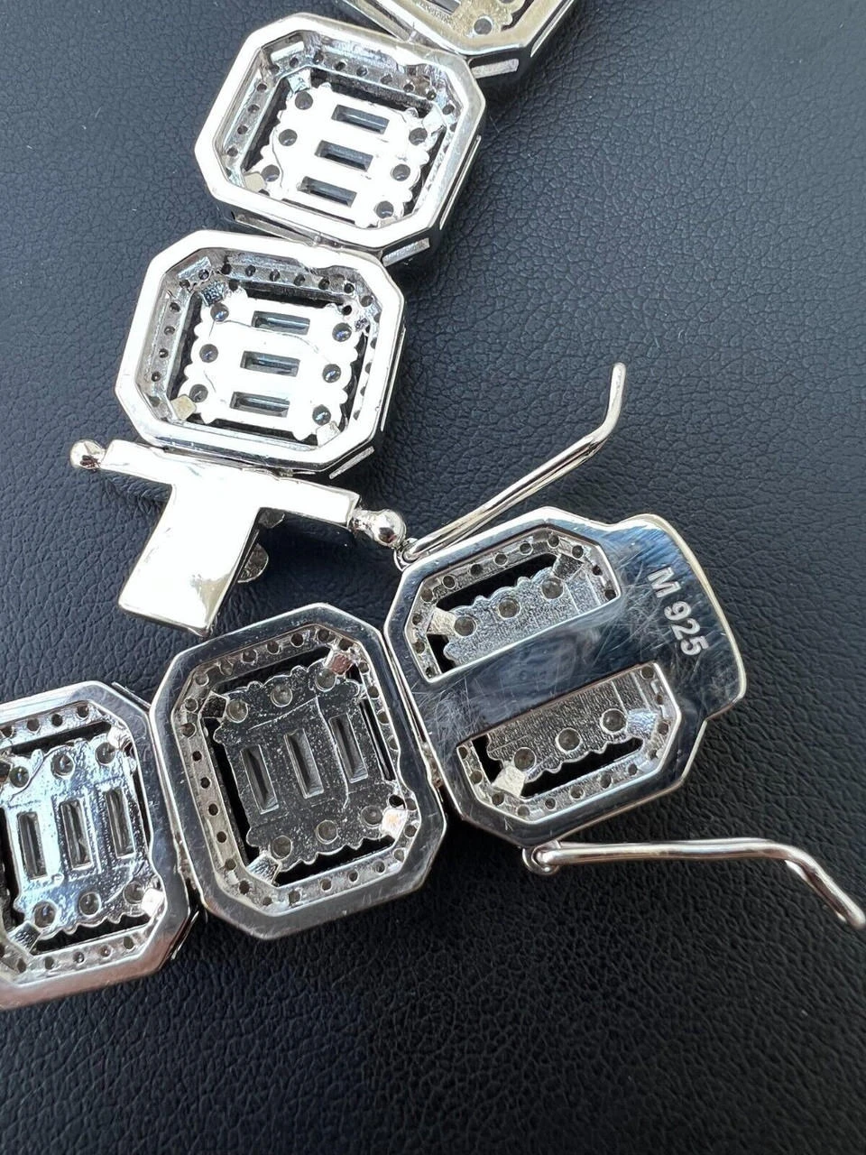 Baguette MOISSANITE Real 925 Silver 15mm Square Chain Necklace Pass Diamond Test 14 Baguette MOISSANITE Real 925 Silver 15mm Square Chain Necklace Pass Diamond Test - Image 12