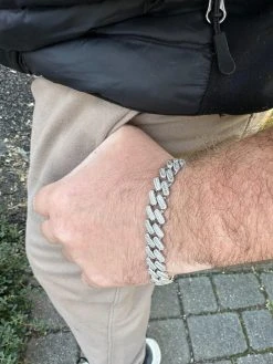 Baguette MOISSANITE Real Miami Cuban Link Bracelet Iced Solid 925 Silver 12-22mm -Harlem Bling Shop harlembling baguette moissanite real miami cuban link bracelet iced solid 925 silver 12 22mm 04528.1677090596