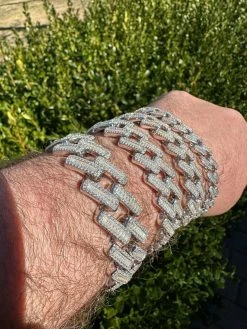 Baguette MOISSANITE Real Miami Cuban Link Bracelet Iced Solid 925 Silver 12-22mm -Harlem Bling Shop harlembling baguette moissanite real miami cuban link bracelet iced solid 925 silver 12 22mm 21762.1677090737