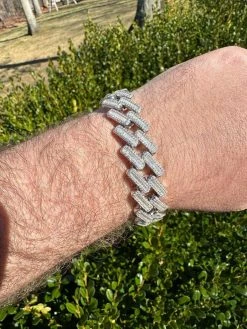 Baguette MOISSANITE Real Miami Cuban Link Bracelet Iced Solid 925 Silver 12-22mm -Harlem Bling Shop harlembling baguette moissanite real miami cuban link bracelet iced solid 925 silver 12 22mm 31748.1677090506