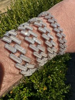 Baguette MOISSANITE Real Miami Cuban Link Bracelet Iced Solid 925 Silver 12-22mm -Harlem Bling Shop harlembling baguette moissanite real miami cuban link bracelet iced solid 925 silver 12 22mm 49493.1677090578