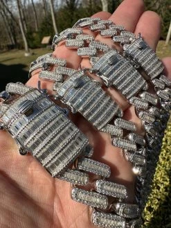 Baguette MOISSANITE Real Miami Cuban Link Bracelet Iced Solid 925 Silver 12-22mm -Harlem Bling Shop harlembling baguette moissanite real miami cuban link bracelet iced solid 925 silver 12 22mm 52870.1677090567