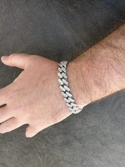 Baguette MOISSANITE Real Miami Cuban Link Bracelet Iced Solid 925 Silver 12-22mm -Harlem Bling Shop harlembling baguette moissanite real miami cuban link bracelet iced solid 925 silver 12 22mm 59047.1677090605