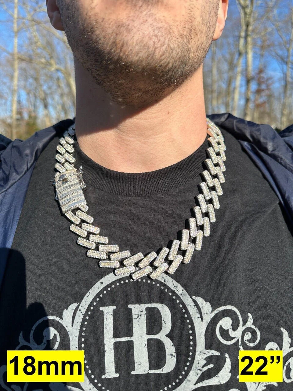 Baguette MOISSANITE Real Miami Cuban Link Chain Iced Solid 925 Silver Necklace 8 Baguette MOISSANITE Real Miami Cuban Link Chain Iced Solid 925 Silver Necklace - Image 6